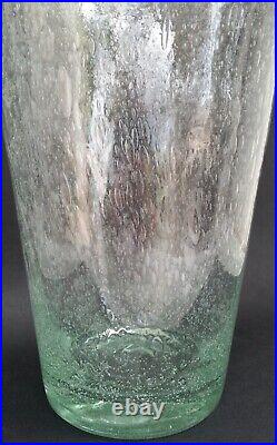 RARE SUBLIME GRAND VASE signé BIOT verre bullé vert 31,5cm