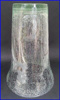 RARE SUBLIME GRAND VASE signé BIOT verre bullé vert 31,5cm