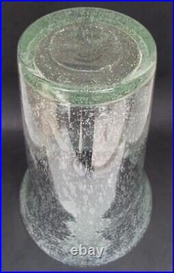 RARE SUBLIME GRAND VASE signé BIOT verre bullé vert 31,5cm