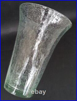 RARE SUBLIME GRAND VASE signé BIOT verre bullé vert 31,5cm