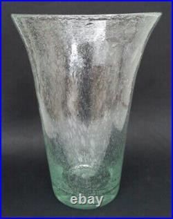 RARE SUBLIME GRAND VASE signé BIOT verre bullé vert 31,5cm