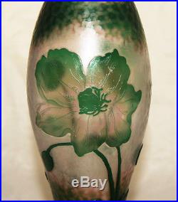 Rare Vase Pate De Verre Art Nouveau Grave Martele Decor Floral Daum Nancy 1900