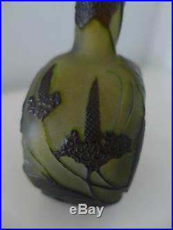 Rare Vase Soliflore Ancien D Emile Galle 1900 Decor Sauterelle Abeille Et Fleurs