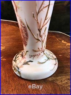 Rare Et Grand Vase En Pte De Verre À Décor De Coraux Signé Legras 40 CM
