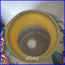 Rare Gros Vase Émaillé Art Deco De La Verrerie De Leune