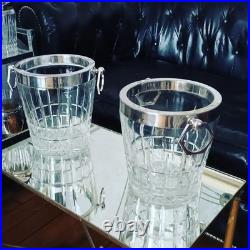 Rare Paire de Seau Champagne Art Déco Cristal Baccarat Argent vers 1940
