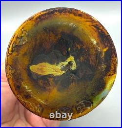 Rare Vase Art Nouveau Fluogravure Abeille Et Fleurs De Coton Muller Freres 1900