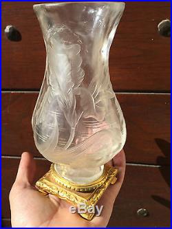 Rare Vase Art Nouveau l'escalier de cristal Monture Bronze doré Edouard Enot