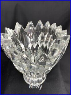 Rare Vase Cristal Lalique Moderniste Signe