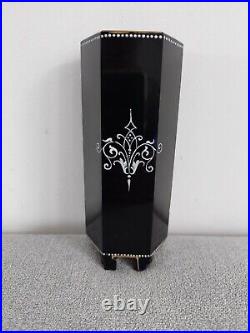 Rare Vase Cristal Noir Emaille Decor A L'antique Baccarat Boheme