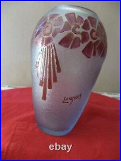 Rare Vase Legras Art Deco Degage A L Acide Era Daum Muller Galle