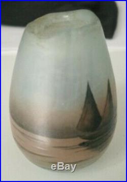 Rare Vase Miniature Daum Nancy Forme D Oeuf Voiliers 1902