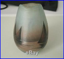 Rare Vase Miniature Daum Nancy Forme D Oeuf Voiliers 1902