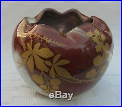 Rare Vase Verre Emaille De Ernest Baptiste Leveille N3355