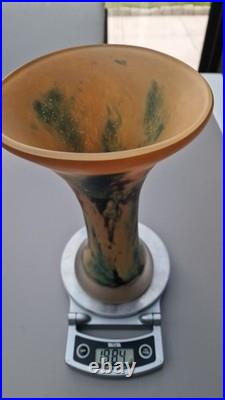 Rare Vase artisanal Pate de Verre couleurs