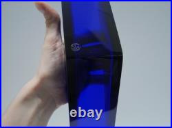 Rare Vase bas coupe bleu en de cristal Baccarat Vecteur sculpture