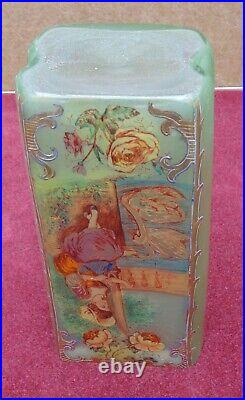 Rare magnifique ancien grand vase émaillé Daum legras très fin décors peint