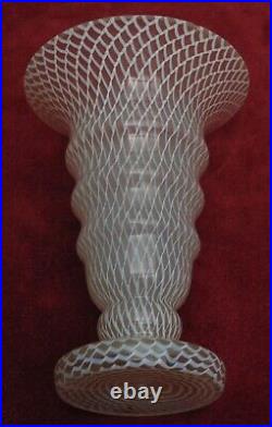 Rare magnifique ancien grand vase filigrané loetz kralik murano baccarat