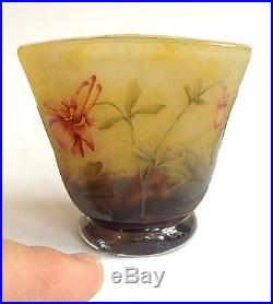 Rare superbe Vase Miniature signé DAUM Nancy, décor dégagé à l'acide