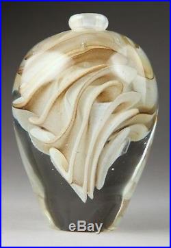 Rare superbe flacon en verre soufflé, biot, incrustation. J. P Mateus 1995