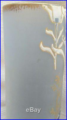 Rare superbe vase verre émaillé référencé LEGRAS page 287 -décor relief épais