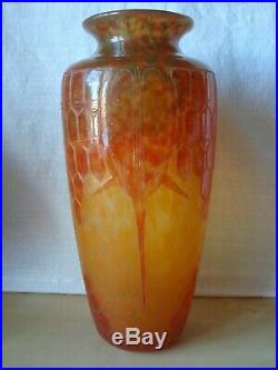 Rare vase Tortues de Charles Schneider, Le Verre français, signature Berlingot