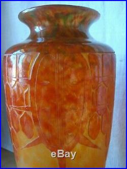 Rare vase Tortues de Charles Schneider, Le Verre français, signature Berlingot
