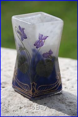 Rare vase daum nancy decors aux violettes art nouveau no gallé