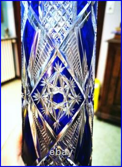 SAINT-LOUIS (Attribué) important Vase fantaisie (30 CM), en cristal overlay
