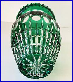 SAINT LOUIS Grand Vase en Cristal Taillé Doublé Vert ca 1920/30