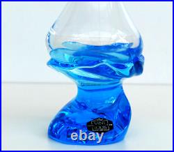 SAINT-LOUIS Vase Soliflore EOLE BLEU en Cristal ca 1990 Signé