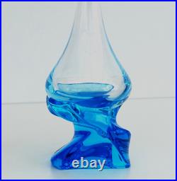 SAINT-LOUIS Vase Soliflore EOLE BLEU en Cristal ca 1990 Signé