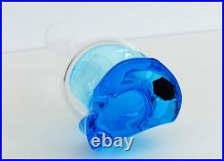 SAINT-LOUIS Vase Soliflore EOLE BLEU en Cristal ca 1990 Signé