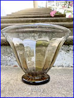 SCHNEIDER SUPERBE VASE COUPE /S PIED EN VERRE FUME ART DECO PARFAIT ETAT Ca 1930