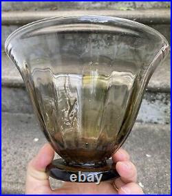 SCHNEIDER SUPERBE VASE COUPE /S PIED EN VERRE FUME ART DECO PARFAIT ETAT Ca 1930