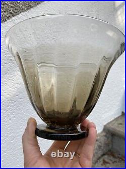 SCHNEIDER SUPERBE VASE COUPE /S PIED EN VERRE FUME ART DECO PARFAIT ETAT Ca 1930