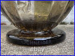 SCHNEIDER SUPERBE VASE COUPE /S PIED EN VERRE FUME ART DECO PARFAIT ETAT Ca 1930