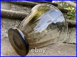 SCHNEIDER SUPERBE VASE COUPE /S PIED EN VERRE FUME ART DECO PARFAIT ETAT Ca 1930