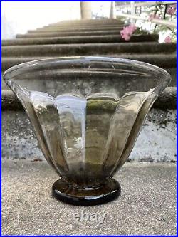 SCHNEIDER SUPERBE VASE COUPE /S PIED EN VERRE FUME ART DECO PARFAIT ETAT Ca 1930