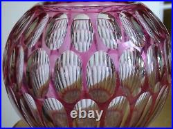 ST LOUIS ANCIEN VASE BOULE CRISTAL OVERLAY COULEUR AMETHYSTE ht 14 cm défauts