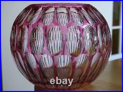 ST LOUIS ANCIEN VASE BOULE CRISTAL OVERLAY COULEUR AMETHYSTE ht 14 cm défauts