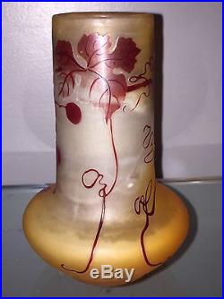 Superbe Vase Galle Pate De Verre Art Deco Nancy