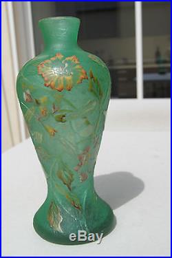 Superbe Vase Muller Croismare Grave Emaille Art Nouveau 1900 No Galle/daum