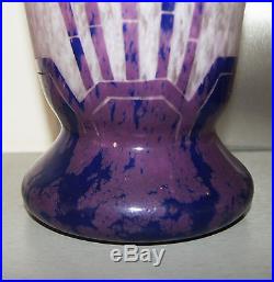 Superbe Vase Pate De Verre Art Deco Palmettes Schneider Le Verre Francais 1930