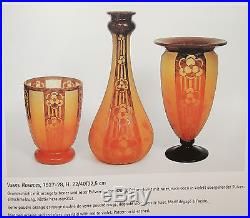 Superbe Vase Pate De Verre Art Deco Rosaces Schneider Le Verre Francais 1930