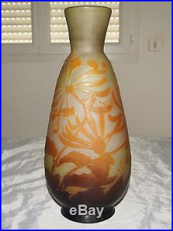 SUPERBE VASE PATE DE VERRE ART NOUVEAU EMILE GALLÉ NANCY 1900 AUX CHEVREFEUILLES