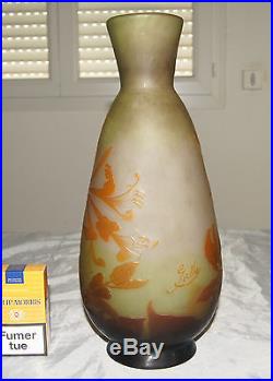 SUPERBE VASE PATE DE VERRE ART NOUVEAU EMILE GALLÉ NANCY 1900 AUX CHEVREFEUILLES