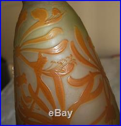 SUPERBE VASE PATE DE VERRE ART NOUVEAU EMILE GALLÉ NANCY 1900 AUX CHEVREFEUILLES