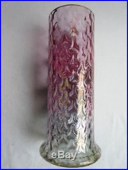 SUPERBE Vase verre mauve et bleu dégradé, émaillé Legras Fleurs de marronnier