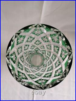 Saint-Louis France grand vase en cristal Overlay vert en excellent état